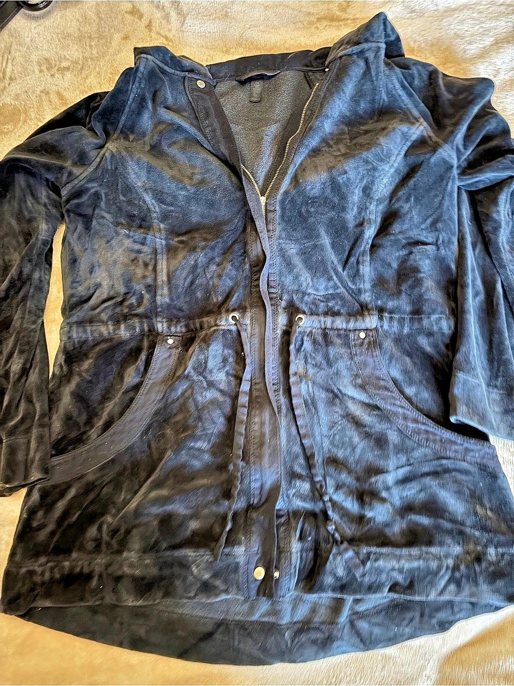 Soma Intimates Black Velour Utility Jacket & Pants